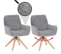 Juego de 2 sillas de comedor HWC-Q37, silla giratoria para cocina, tapizada en tela (680g/m²) tipo chenille, estructura de madera, color gris