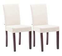 CLP, juego de 2 sillas de comedor Ina, tapizadas en tela con estructura de madera, color crema, estructura color cappuccino