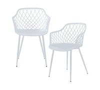 Juego de 2 sillas de comedor kangasniemi con reposabrazos plástico y metal 80 x 56 x 52 cm - blanco [en.casa]