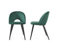 Juego de 2 sillas de comedor karijoki terciopelo 77x50x55 cm verde oscuro y negro [en.casa]