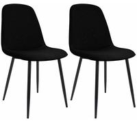 Juego de 2 sillas de comedor maryam tela negro 54x45x88 cm