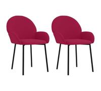 Juego de 2 sillas de comedor rojo burdeos terciopelo | Reposabrazos ergonómicos, respaldo acolchado de espuma, marco de metal y madera contrachapada, máximo 110 kg por asiento