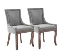 Juego de 2 sillas de comedor, sillas de cocina con tapizado de chenilla, patas de madera con almohadillas ajustables, sillas acolchadas con respaldo curvo y diseño con remaches