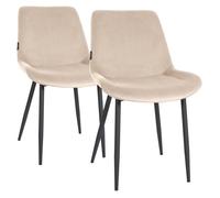 Juego de 2 sillas de comedor victoria de terciopelo crema 60x51x80 cm