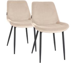 Juego de 2 sillas de comedor victoria de terciopelo crema 60x51x80 cm