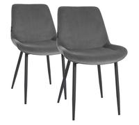 Juego de 2 sillas de comedor victoria de terciopelo gris 60x51x80 cm