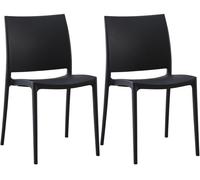 CLP Juego de 2 sillas de Jardin Meton con Respaldo, apilables, Intemperie, UV, hasta 150 kg | Color Negro