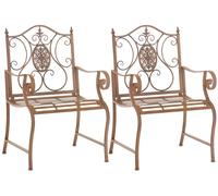 Set de 2 sillas de jardín punjab en hierro metal marrón antiguo 53x62x94 cm