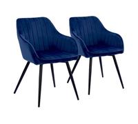 Juego de 2 sillas de terciopelo azul bertille