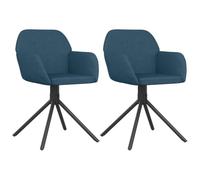 Juego de 2 sillas giratorias de terciopelo azul | Tejido de terciopelo suave, marco de metal y madera contrachapada, reposabrazos acolchados, respaldo de espuma
