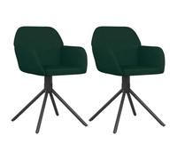 Juego de 2 sillas giratorias de terciopelo verde oscuro | Rotación de 360 grados, reposabrazos acolchados, respaldo ergonómico, marco de metal y madera contrachapada, terciopelo suave