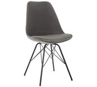 Juego de 2 sillas metálicas con asiento de terciopelo, color /gris, dimensiones 48x55x83 cm