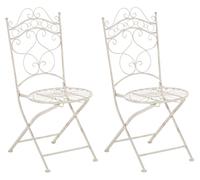 Juego de 2 sillas para jardín indra plegables metal crema antiguo 50x40x92 cm