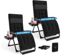 Juego de 2 sillas reclinables plegables y acolchadas, de 72 cm de ancho, con respaldo ajustable. Sillones reclinables para relajarse, ideales como tumbonas con reposacabezas, portavasos y cojín. Perfe