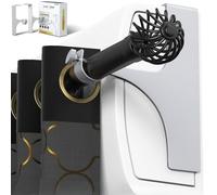 Juego de 2 soportes para barra de cortina sin perforar para maletero de persiana enrollable, fijación adhesiva potente - Soporte de barra de cortina sin perforación de metal sólido. Compatible con