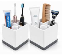 Juego de 2 soportes para cepillos de dientes para baños, con base de silicona antideslizante