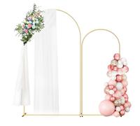 Juego de 2 Soportes para telón de Fondo de Arco de Boda (7.3 pies/6 pies), Soporte de Arco de Arco de Metal Dorado, Soporte de Arco de Globos para Ceremonia de Boda, Baby Shower, al Aire Libre,
