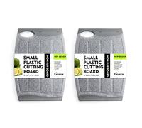 Juego de 2 tablas de cortar pequeñas de plástico para pequeñas tareas de cocina, bordes antideslizantes, diseño único con múltiples ranuras de jugo, sin BPA, no poroso, apto para lavavajillas (25 x