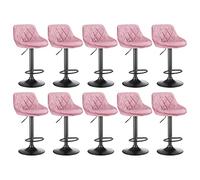 Juego de 2 taburetes de bar modernos de terciopelo con respaldo giratorio, sillas altas Sk para cocina, hogar, bar, oficina, asientos de comedor tapizados en gris claro