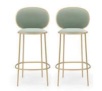 Juego de 2 taburetes de bar modernos, sillas altas de isla de cocina con respaldo, patas de metal de hierro forjado, elegante asiento de mostrador de desayuno, diseño elegante para el hogar y el bar