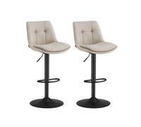 Juego de 2 Taburetes de Bar Regulables en Altura Blanco Crema