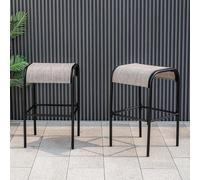 Juego de 2 taburetes de plástico color café, sin respaldo, para uso en exteriores