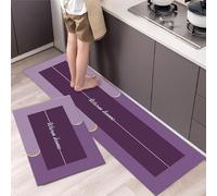 Juego De 2 Tapetes Y Alfombras De Cocina, Antideslizantes, Lavables, Con Respaldo De Goma, Tapetes De Cocina Modernos, Antifatiga, Cómodos Y Acolchados Suaves (40X60 Cm + 40X120 Cm, Morado), Morado,