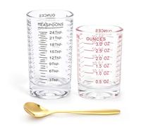 Juego de 2 tazas medidoras de cristal de 90 ml y 120 ml, tamaño pequeño, para cocina, bar, fiesta, cóctel, tequila, vodka