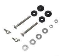 Juego de 2 tornillos para tanque de agua de inodoro, pernos de acero inoxidable 304 con almohadilla de goma y arandela cónica resistente a fugas, juego de cierres plateados y negros de 74 x 8 mm
