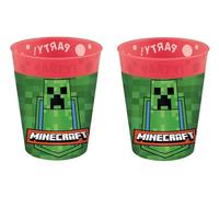 Juego de 2 vasos reutilizables para niños, 250 ml, de plástico, sin BPA, regalo 500 lavados (para Minecraft)