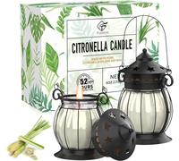 Juego de 2 velas de citronela, 170 ml, cera de soja, aroma a citronela, con soporte para farol