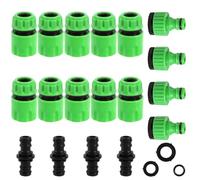 Juego de 20 conectores de manguera de jardín de 1/2 pulgadas, conector rápido con conector de grifo de 3/4 pulgadas, conector doble + juntas, para riego de jardín, extensión de lavado de coche