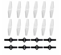 Juego de 20 cuchillas de repuesto inalámbricas, 12 cuchillas de metal de acero y 8 cuchillas de desbrozadora de plástico, cortacésped resistente con cuchillas para piezas de cortacésped eléctrica