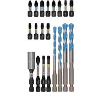 Juego de 20 piezas de puntas para destornillador PRO Impact y brocas multiuso para construcción.