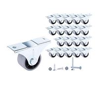 Juego de 20 ruedas de 30 mm de goma con movimiento suave con placa de metal con tornillos para muebles (20 unidades)