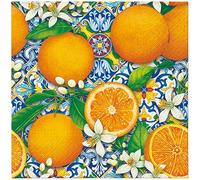 Juego de 20 servilletas de papel con diseño "Essen Orangees" sobre azulejos para decoración de mesa también apto para decoupage y técnica de servilletas, 33 x 33 cm