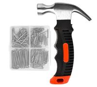 Juego de 200 clavos de pared multifuncionales, martillo pequeño con mango antideslizante, para reparación, bricolaje