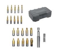 Juego de 22 extractores de tornillos, kit extractor de tornillos dañados en acero de alta velocidad, herramienta de extracción de tornillos pelados y rotos con soporte de broca de extensión de fuerza