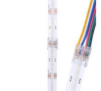 Juego de 23 conectores de tira LED RGBCCT COB de 12 mm, 6 pines, sin soldadura, transparente, para conexiones de cinta a banda y cable a cable, IP20, CC 3-24 V