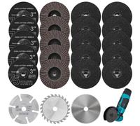 Juego De 23 Discos De Corte Y Láminas De 75 Mm | 75 X 1,2 X 10 Mm, Discos De Corte Para Amoladora Angular Pequeña Flex, Mini Discos Para Lijar, Cortar Y Pulir Metal