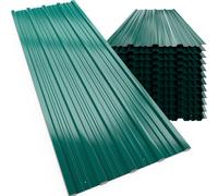 Juego de 24 chapas trapezoidales verdes 129x46cm pretaladradas