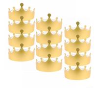 Juego de 24 coronas de papel doradas con pegatinas de estrás, sombrero de corona para fiestas de cumpleaños y niños, corona plegable para manualidades, decoración, 19,5 x 19,5 cm