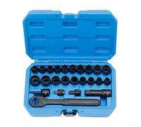 Juego de 24 llaves tubulares de 10 a 19 mm y 3/8 a 7/8 pulgadas, acero al cromo vanadio, 12 puntos, trinquete conmutable, para reparación de coches y bricolaje en color negro