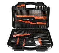 Juego de 246 machos de roscar combinados, brocas y destornilladores con caja de plástico negro para taladros de madera, metal, cemento y tornillos en una caja de plástico