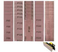 Juego de 25 papeles de lija, rejilla abrasiva de 70 x 198 mm para Mirka, papel de lija para lijadora manual con aspiración, pulido sin polvo, papel de lija para madera, barniz y metal, grano 80, 120,