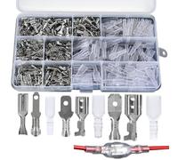 Juego de 270 terminales de cable, conectores planos, 2,8 mm, 4,8 mm, 6,3 mm, conector plano macho hembra con manguito aislante, para electricidad, coche, motocicleta
