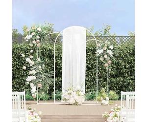Juego de 3 arcos de boda, color blanco, 120 x 40 x 217 cm, acero | Construcción de acero, versátil, fácil de montar, fácil de limpiar, para interior y exterior