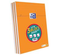 Juego de 3 blocs de notas A4 OXFORD (21 x 29,7), 80 páginas, azulejos pequeños, 5 x 5 mm, tapa naranja sin perforar