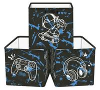 Juego de 3 cajas de almacenamiento para videojuegos, plegables, de color azul