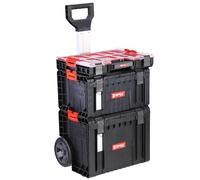 Juego de 3 cajas de herramientas con mango telescópico y organizador con cajas para separar arandelas, tuercas, tornillos, sistema de rodamientos PRO
